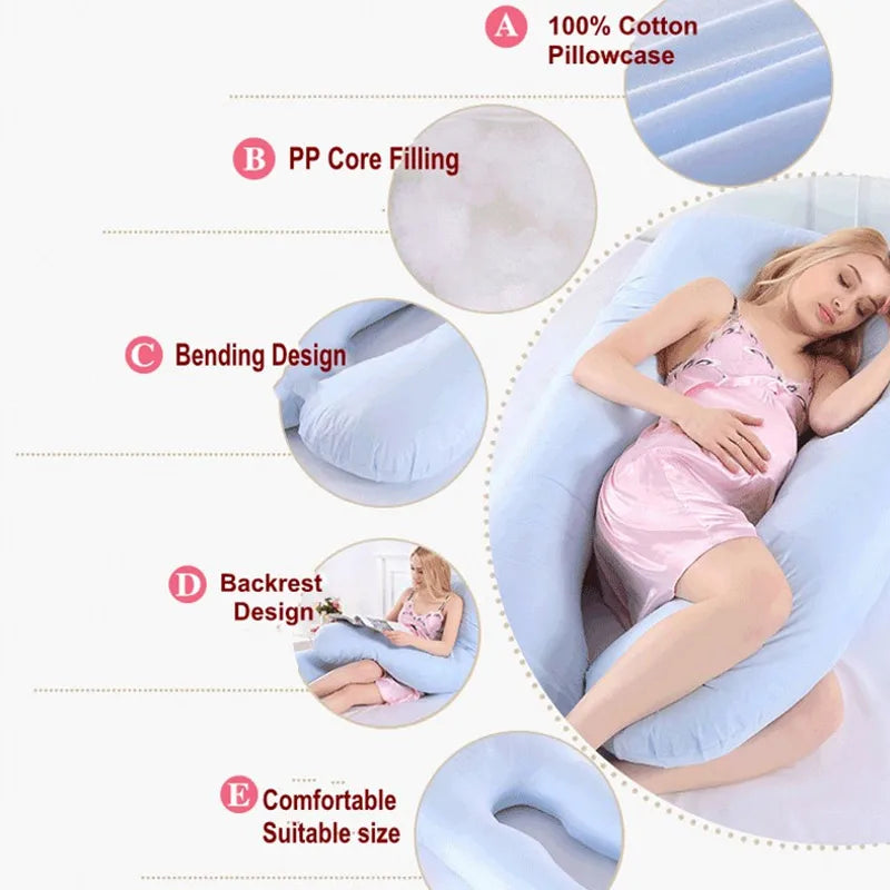 Pregnancy Pillow 130x70 cm - Supportive Sleeping and Nursing Cushion for Expecting Mothers