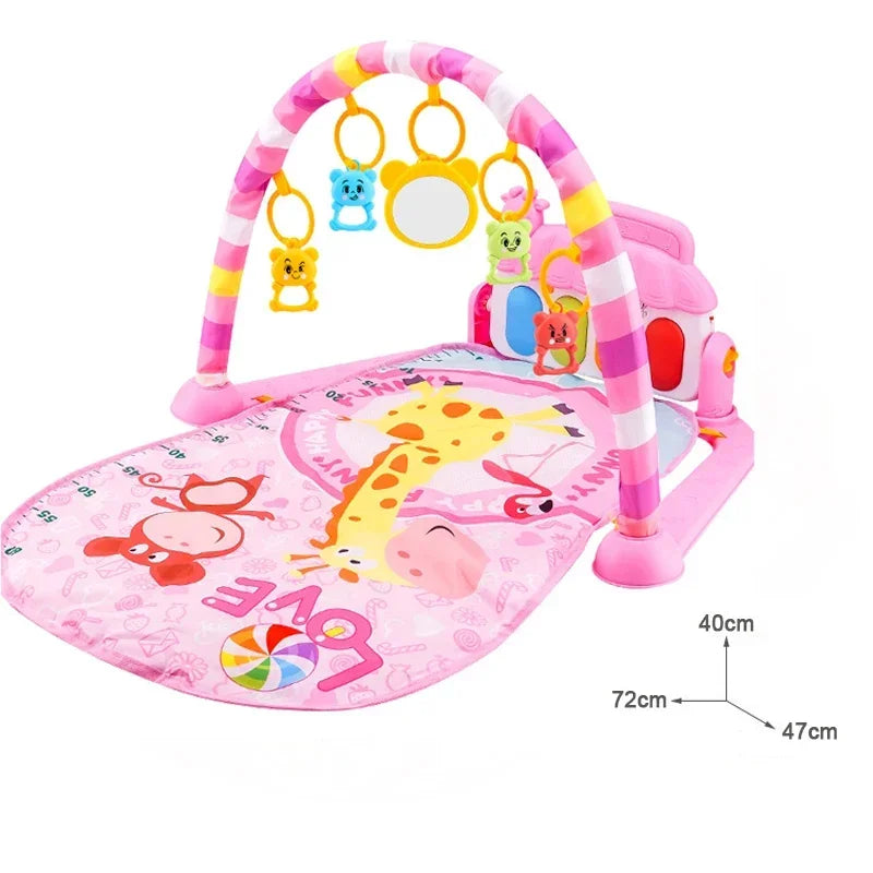 Infant Activity Gym with Musical Piano Keyboard and Crawling Blanket - Early Education Play Mat for Newborns (0-36 Months)