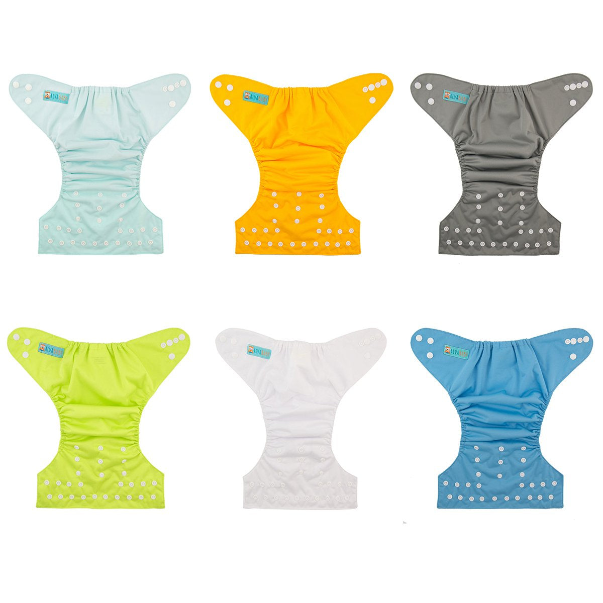 Baby Cloth Diaper Set - 6 Adjustable Washable Diaper Covers with 12 Inserts for Infants and Toddlers