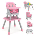 8-in-1 Convertible High Chair for Babies and Toddlers - Booster Seat, Table and Chair Set, Building Block Table, Toddler Chair with Safety Harness and Removable Tray (Pink)