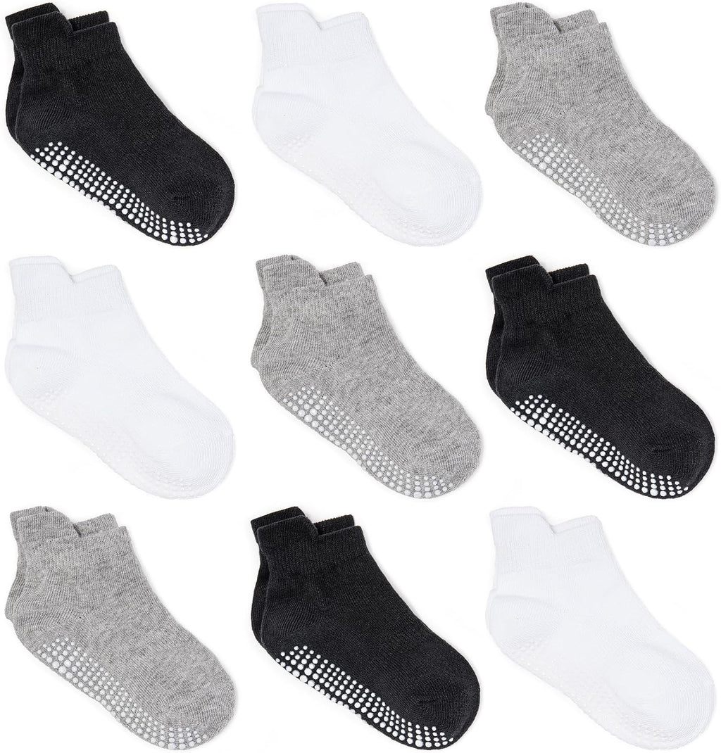 Infant and Toddler Non-Slip Ankle Socks with Skid-Resistant Soles for Boys and Girls