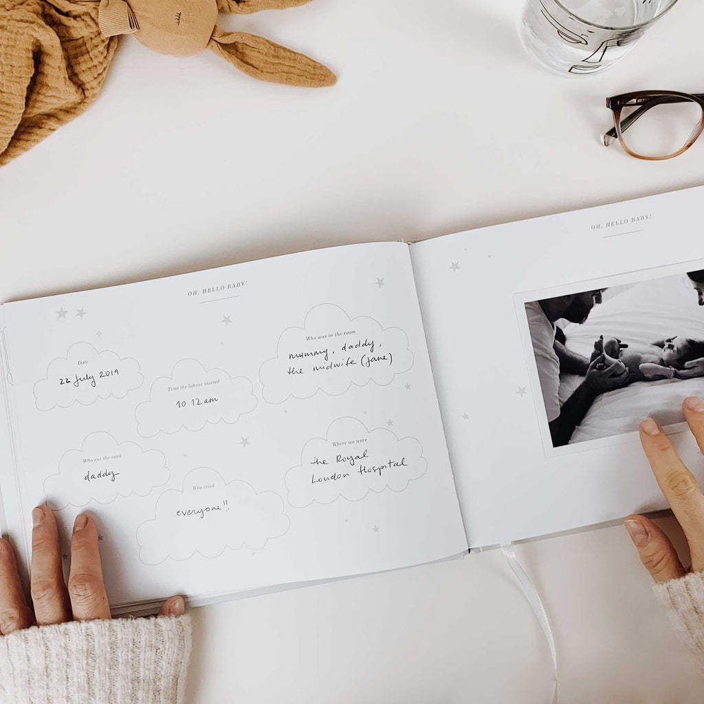 Luxury Baby Memory Book: Natural Cotton Cloth with Gold Foil and Gilded Edges - A Keepsake Journal for New Parents