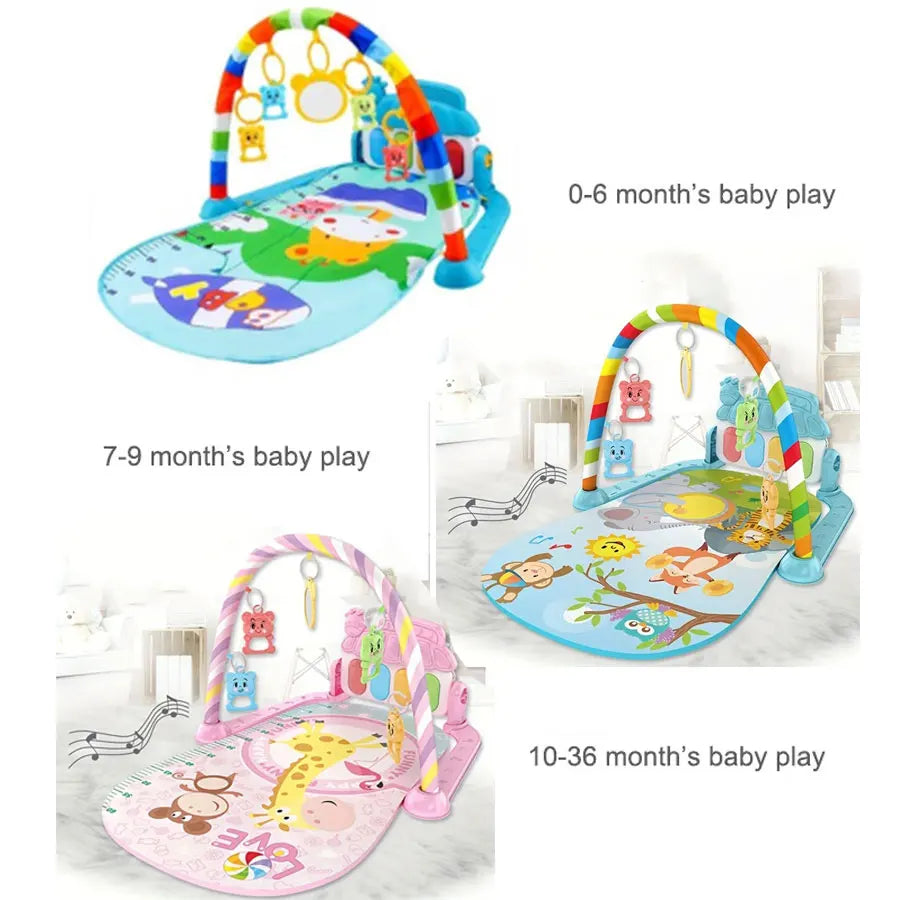 Infant Activity Gym with Musical Piano Keyboard and Crawling Blanket - Early Education Play Mat for Newborns (0-36 Months)