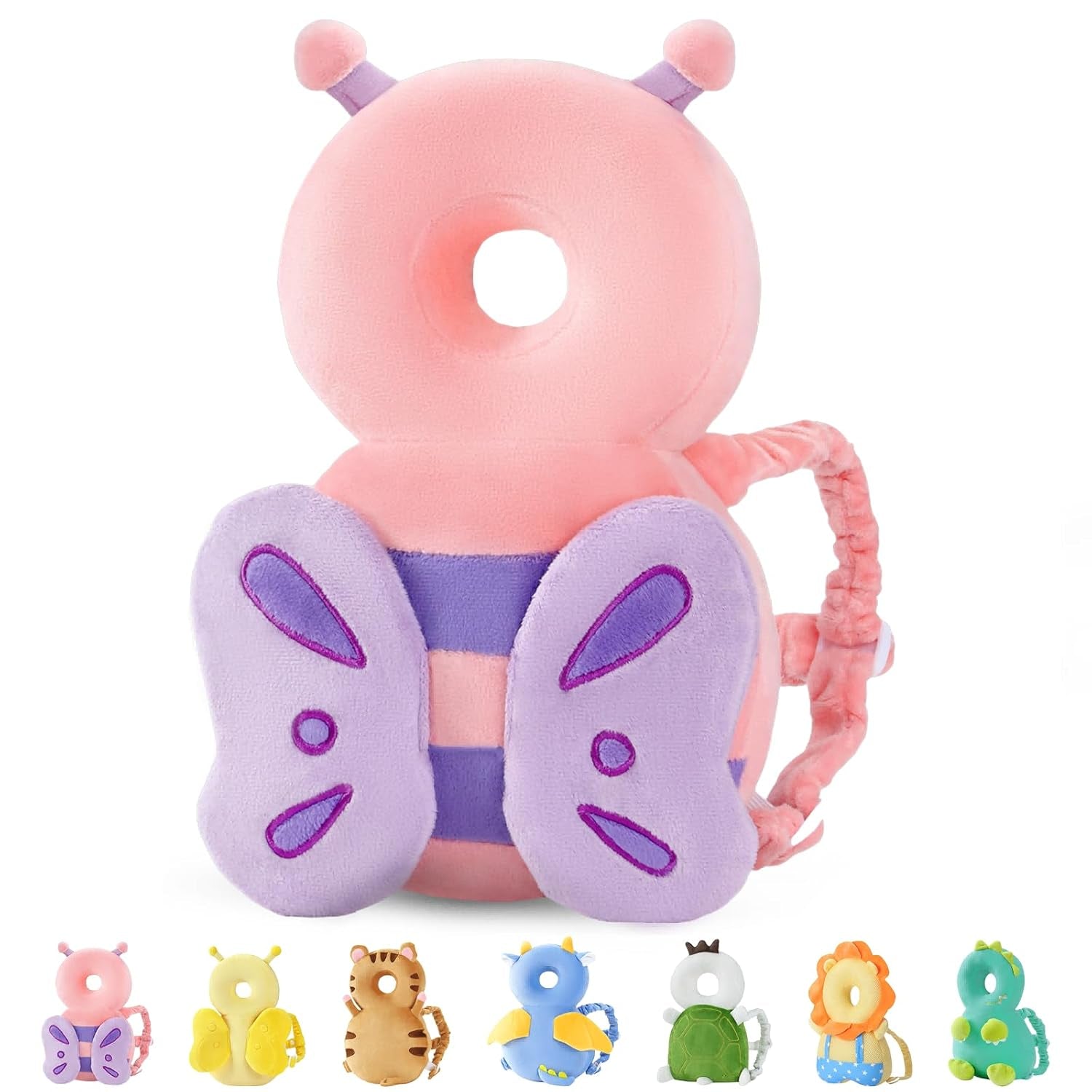 Toddler Head Protection Backpack, Pink Butterfly Design