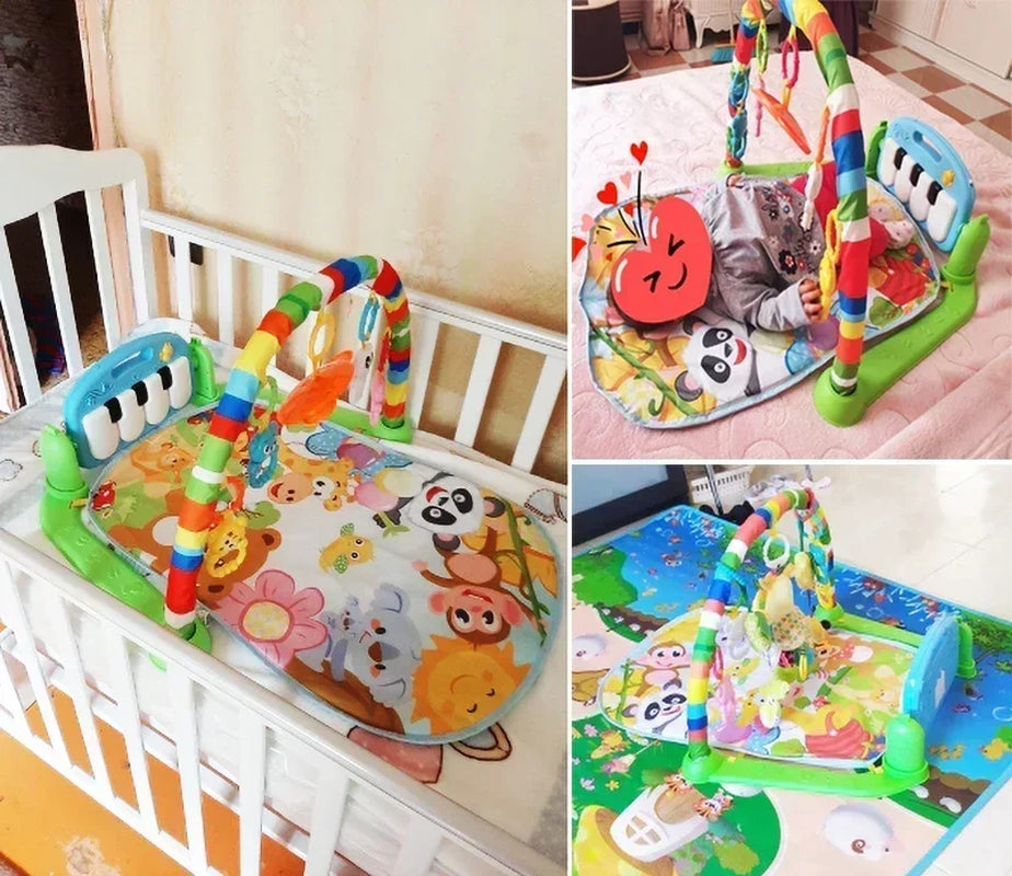 Infant Activity Gym with Musical Piano Keyboard and Crawling Blanket - Early Education Play Mat for Newborns (0-36 Months)