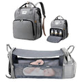 3-in-1 Waterproof Diaper Bag Backpack with Foldable Baby Bed and USB Charging Feature