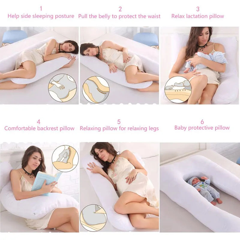 Pregnancy Pillow 130x70 cm - Supportive Sleeping and Nursing Cushion for Expecting Mothers