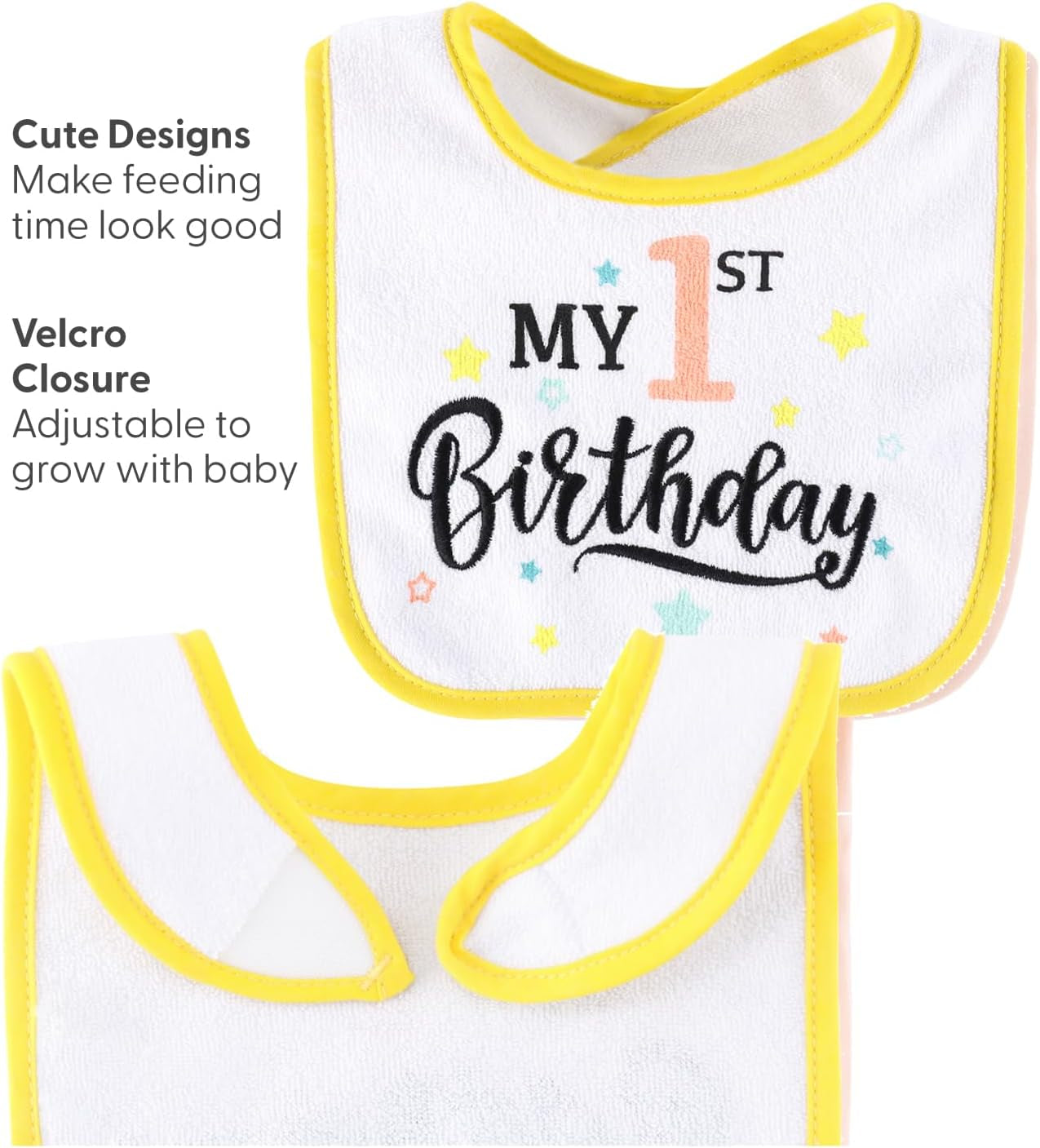 Set of 10 Cotton Terry Bibs for Infants and Toddlers - Soft, Absorbent, Unisex Design for Boys and Girls - Ideal for Newborns and Holidays