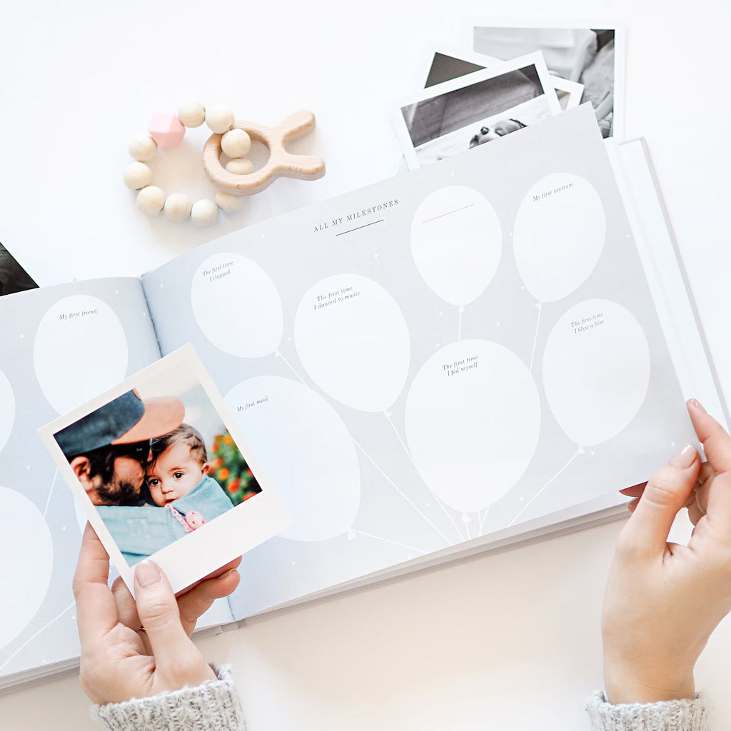 Luxury Baby Memory Book: Natural Cotton Cloth with Gold Foil and Gilded Edges - A Keepsake Journal for New Parents