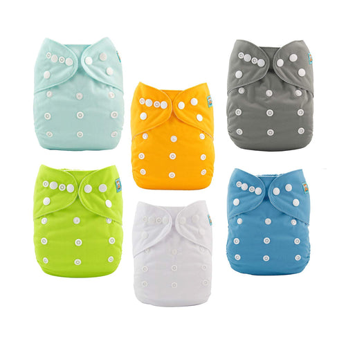 Baby Cloth Diaper Set - 6 Adjustable Washable Diaper Covers with 12 Inserts for Infants and Toddlers